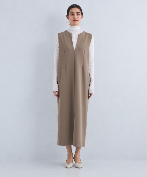 green label relaxing（グリーンレーベルリラクシング）の「ジョーゼット ジャンパースカート（ワンピース・レディース・ブラック/モカ/ネイビー・FREE）」の7枚目の写真