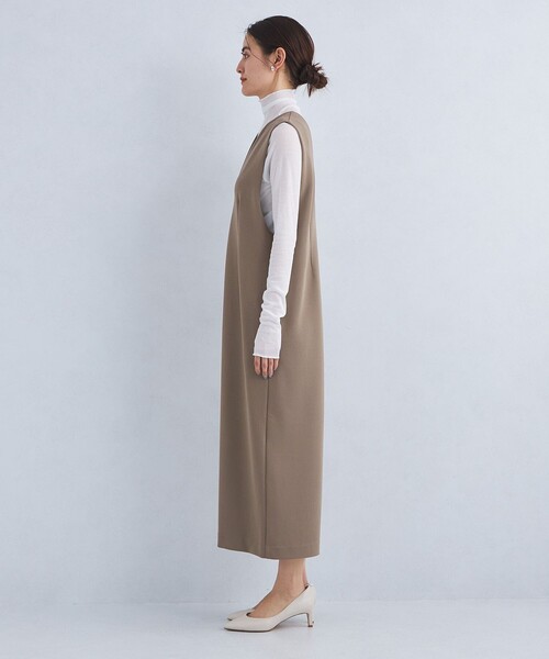 green label relaxing（グリーンレーベルリラクシング）の「ジョーゼット ジャンパースカート（ワンピース・レディース・ブラック/モカ/ネイビー・FREE）」の6枚目の写真