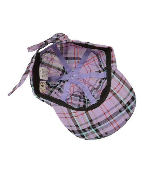14+（イチヨンプラス）の「シャーリングチェックバックリボンキャップ（キャップ・レディース・ベージュ/パープル/ブラック・MEDIUM/kids-XL）」の8枚目の写真