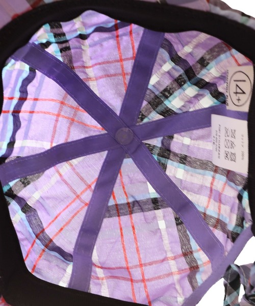 14+（イチヨンプラス）の「シャーリングチェックバックリボンキャップ（キャップ・レディース・ベージュ/パープル/ブラック・MEDIUM/kids-XL）」の4枚目の写真