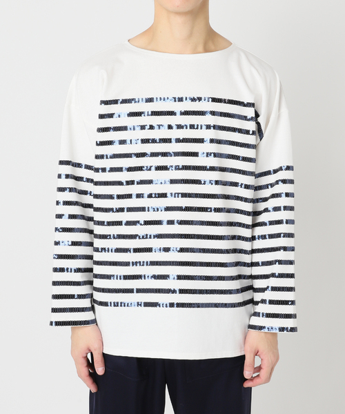 EDIFICE(エディフィス)の「【COUTURE D`ADAM / クチュールドアダム】Sequin Basque Shirt(Tシャツ/カットソー・メンズ・ホワイト・FREE)」の1枚目の写真
