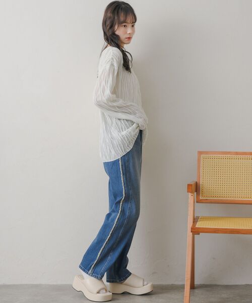 RETRO GIRL（レトロガール）の「ウェーブカットソー（Tシャツ/カットソー・レディース・ブラック/ブルー/ナチュラル・FREE）」の6枚目の写真