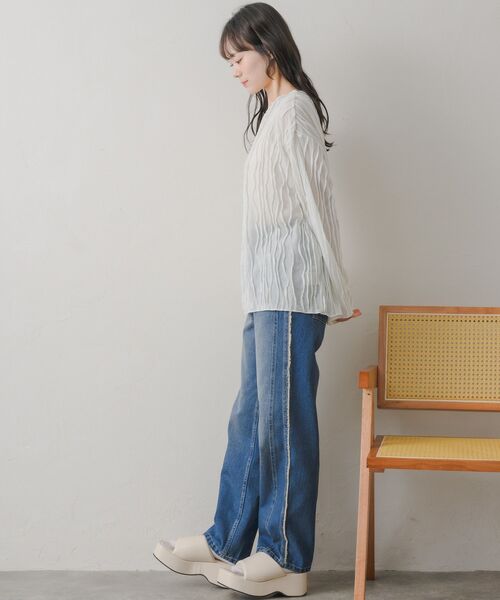 RETRO GIRL（レトロガール）の「ウェーブカットソー（Tシャツ/カットソー・レディース・ブラック/ブルー/ナチュラル・FREE）」の7枚目の写真