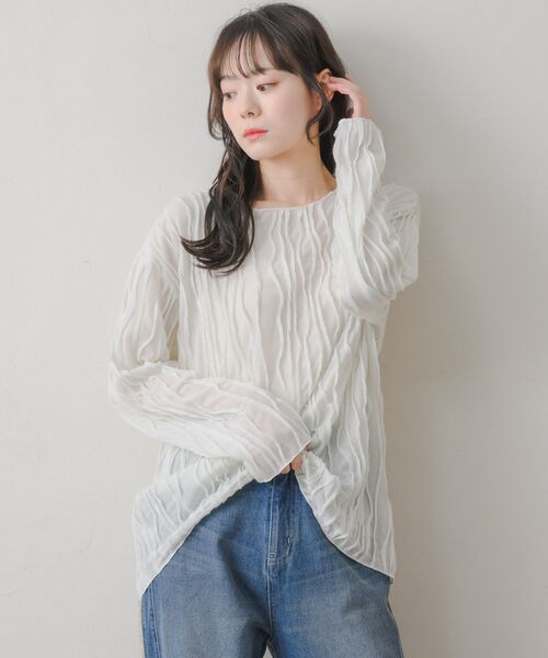 RETRO GIRL（レトロガール）の「ウェーブカットソー（Tシャツ/カットソー・レディース・ブラック/ブルー/ナチュラル・FREE）」の9枚目の写真