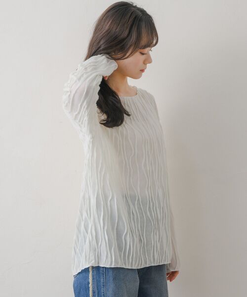 RETRO GIRL（レトロガール）の「ウェーブカットソー（Tシャツ/カットソー・レディース・ブラック/ブルー/ナチュラル・FREE）」の10枚目の写真