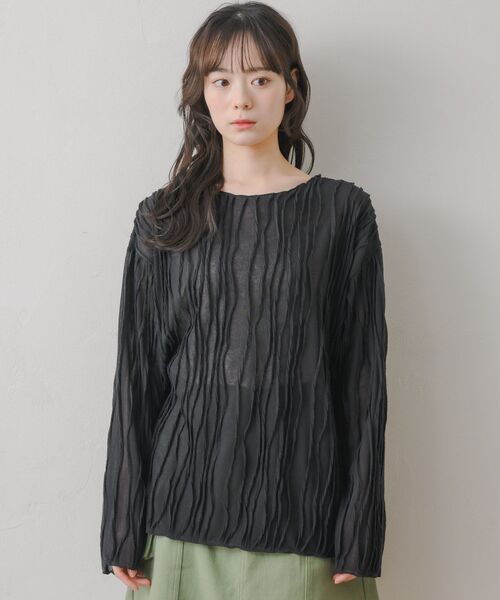 RETRO GIRL（レトロガール）の「ウェーブカットソー（Tシャツ/カットソー・レディース・ブラック/ブルー/ナチュラル・FREE）」の17枚目の写真