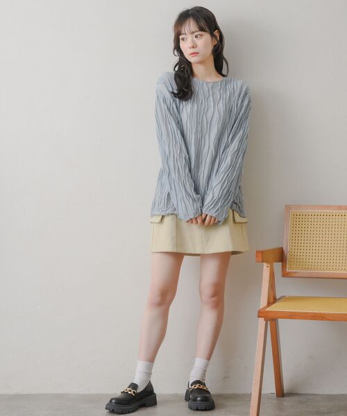 RETRO GIRL（レトロガール）の「ウェーブカットソー（Tシャツ/カットソー・レディース・ブラック/ブルー/ナチュラル・FREE）」の21枚目の写真