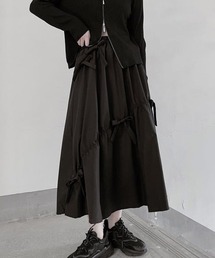 【Mayree】リボンフレアロングスカート