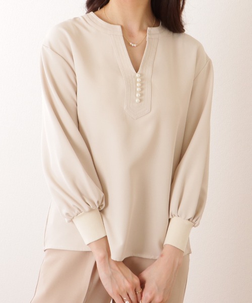 Lace Ladies(レースレディース)の「パール ボタン キーネック 長袖 ブラウス(シャツ/ブラウス・レディース・ベージュ/ネイビー/ブラック/アイボリー・S/FREE)」の20枚目の写真