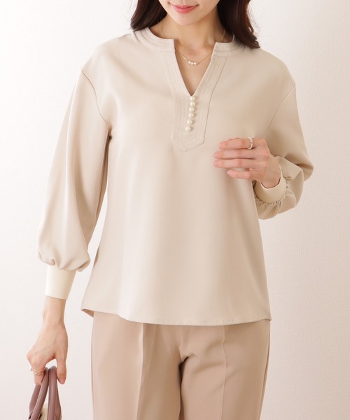 Lace Ladies(レースレディース)の「パール ボタン キーネック 長袖 ブラウス(シャツ/ブラウス・レディース・ベージュ/ネイビー/ブラック/アイボリー・S/FREE)」の22枚目の写真