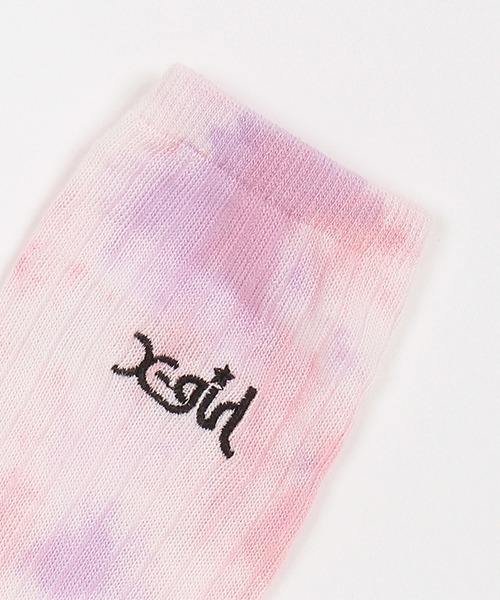 X-girl Stages（エックスガールステージス）の「ロゴ刺繍ルーズソックス（ソックス/靴下・キッズ・オフホワイト/マルチ/ラベンダー・19-21cm/17-19cm/15-17cm/13-15cm）」の6枚目の写真
