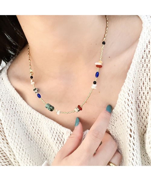 mamo】【金属アレルギー対応】ミックスシェルネックレス6(MA