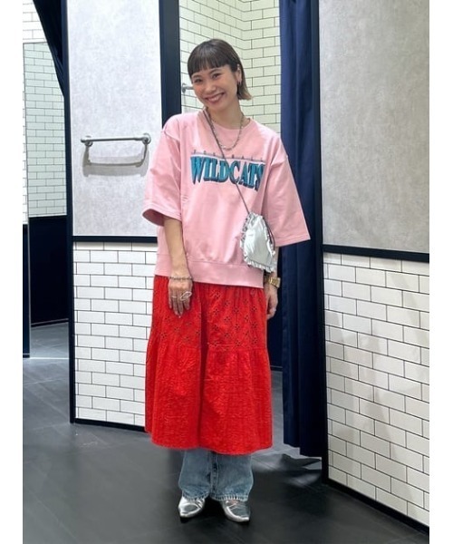 RODEO CROWNS WIDE BOWL（ロデオクラウンズワイドボウル）の「アソートショートスリーブスウェット（スウェット・レディース・ブルー/チャコールグレー/ライトピンク/グレー×ホワイト・FREE）」の22枚目の写真