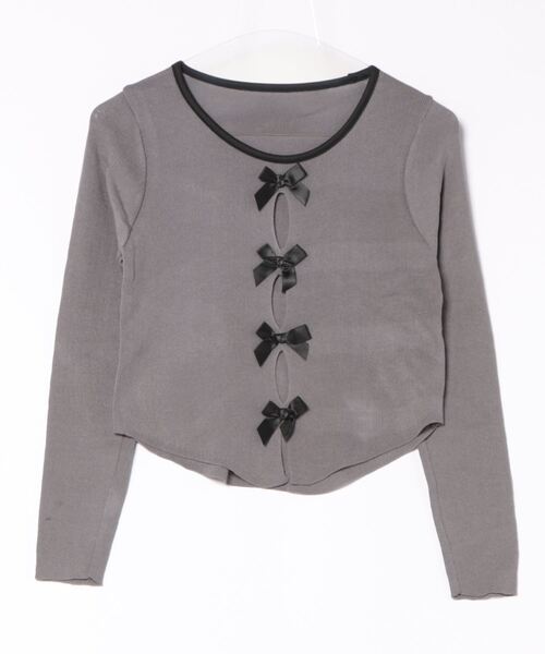 MAISON DE THERESE（メゾン ド テレーズ）の「配色リボン付き　長袖Tシャツ ニット/セーター カーディガン/ボレロ（カーディガン/ボレロ・レディース・ブラック/グレー/ピンク・FREE）」の20枚目の写真