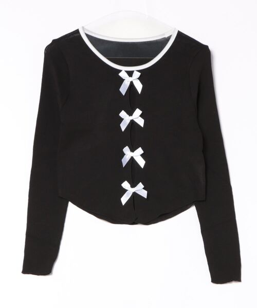 MAISON DE THERESE（メゾン ド テレーズ）の「配色リボン付き　長袖Tシャツ ニット/セーター カーディガン/ボレロ（カーディガン/ボレロ・レディース・ブラック/グレー/ピンク・FREE）」の21枚目の写真