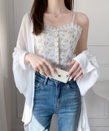 レースドッキング小花柄キャミソール