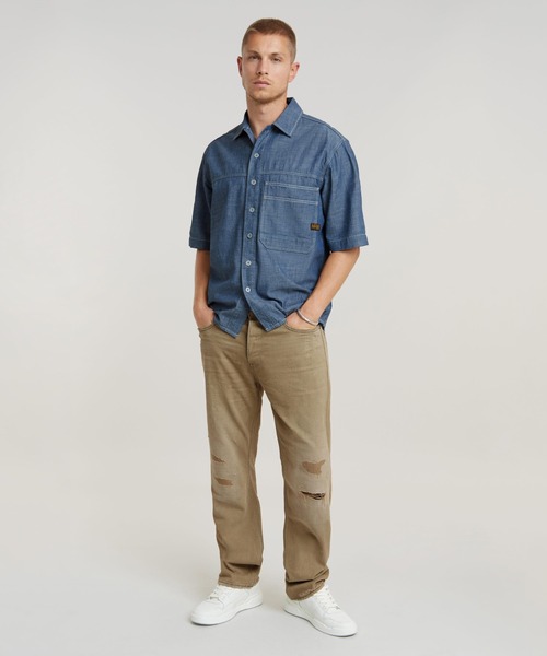 G-STAR(ジースター)の「DOUBLE POCKET RELAXED SHIRT/ショートスリーブデニムシャツ/シャンブレーシャツ(シャツ/ブラウス・メンズ・ダークインディゴブルー・SMALL/MEDIUM/LARGE/X-SMALL/X-LARGE)」の6枚目の写真