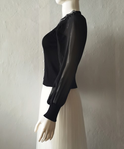 Miniministore(ミニミニストア)の「異素材ニットトップス レディース 韓国(ニット/セーター・レディース・ブラック/ベージュ/ピンク/ホワイト・FREE)」の15枚目の写真