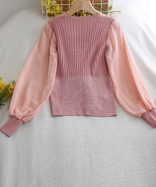 Miniministore(ミニミニストア)の「異素材ニットトップス レディース 韓国(ニット/セーター・レディース・ブラック/ベージュ/ピンク/ホワイト・FREE)」の18枚目の写真