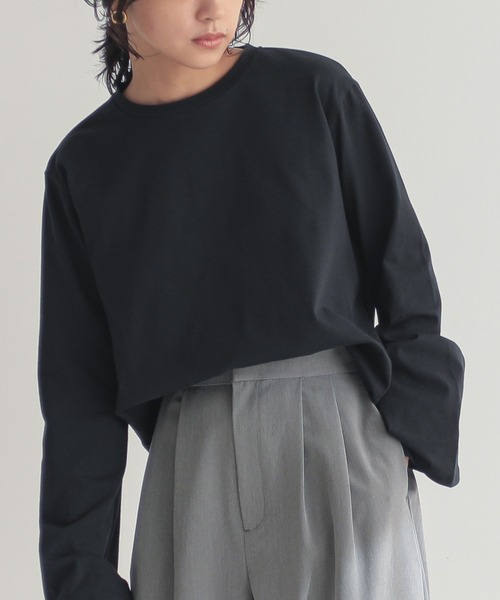 for/c(フォーシー)の「汗シミ防止フレアスリーブロンT【サスティナブル】(Tシャツ/カットソー・レディース・ホワイト/チャコールグレー/ブラック・L/M)」の16枚目の写真