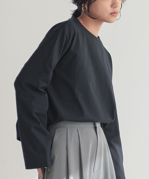 for/c(フォーシー)の「汗シミ防止フレアスリーブロンT【サスティナブル】(Tシャツ/カットソー・レディース・ホワイト/チャコールグレー/ブラック・L/M)」の17枚目の写真