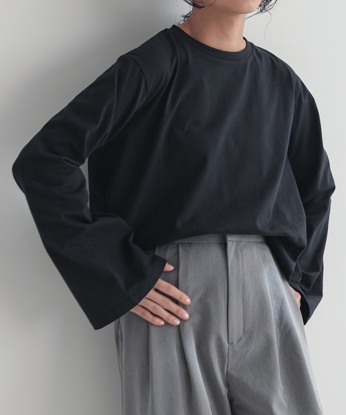 for/c(フォーシー)の「汗シミ防止フレアスリーブロンT【サスティナブル】(Tシャツ/カットソー・レディース・ホワイト/チャコールグレー/ブラック・L/M)」の20枚目の写真
