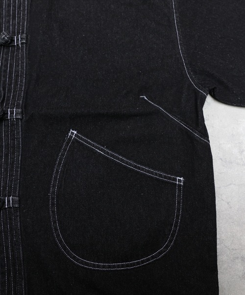 デニムジャケット HUECLOSET Black China Cotton Jacket BNE22 DENIM CHINA JACKET .06【WASH BLACK】 – SUBLATIONS