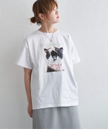 ベア天竺 キャットプリントTシャツ