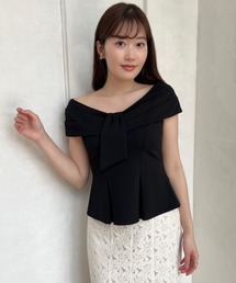 yy☺︎即購入可能  HerLipTo Lily Shawl Peplum黒 Her lip to（ハーリップトゥー）の「Lily Shawl Peplum Top（Tシャツ
