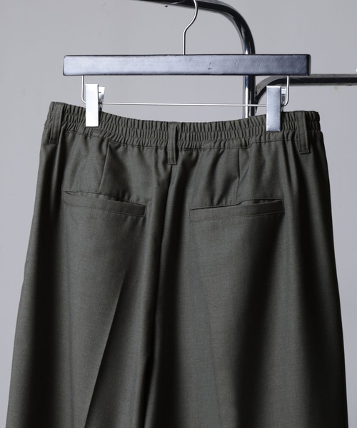 NILWAY(ニルウェイ)の「センタープレス フェイクポケット ワイドフレア 袴パンツ/ ワイド スラックス パンツ(スラックス・メンズ・杢グレー/チャコールグレー/カーキ/ブラック・LARGE/MEDIUM/SMALL)」の18枚目の写真