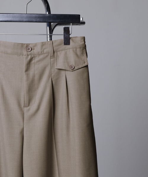 NILWAY(ニルウェイ)の「センタープレス フェイクポケット ワイドフレア 袴パンツ/ ワイド スラックス パンツ(スラックス・メンズ・杢グレー/チャコールグレー/カーキ/ブラック・LARGE/MEDIUM/SMALL)」の21枚目の写真
