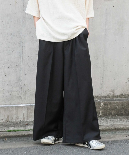 NILWAY(ニルウェイ)の「センタープレス フェイクポケット ワイドフレア 袴パンツ/ ワイド スラックス パンツ(スラックス・メンズ・杢グレー/チャコールグレー/カーキ/ブラック・LARGE/MEDIUM/SMALL)」の6枚目の写真