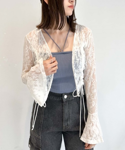 archives(アルシーヴ)の「カットレースドロストカーディガン(Tシャツ/カットソー・レディース・アイボリー/ブラック/ブルーグレー・MEDIUM)」の9枚目の写真