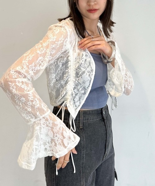 archives(アルシーヴ)の「カットレースドロストカーディガン(Tシャツ/カットソー・レディース・アイボリー/ブラック/ブルーグレー・MEDIUM)」の8枚目の写真