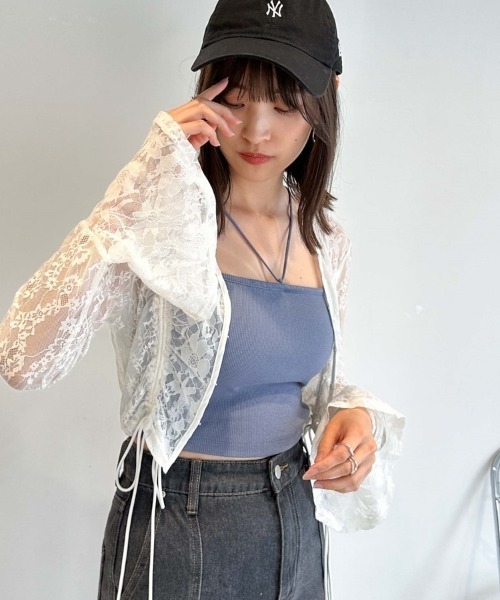 archives(アルシーヴ)の「カットレースドロストカーディガン(Tシャツ/カットソー・レディース・アイボリー/ブラック/ブルーグレー・MEDIUM)」の7枚目の写真