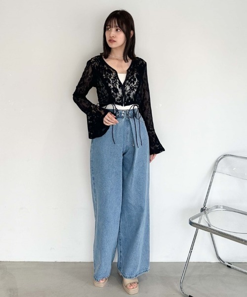 archives(アルシーヴ)の「カットレースドロストカーディガン(Tシャツ/カットソー・レディース・アイボリー/ブラック/ブルーグレー・MEDIUM)」の11枚目の写真