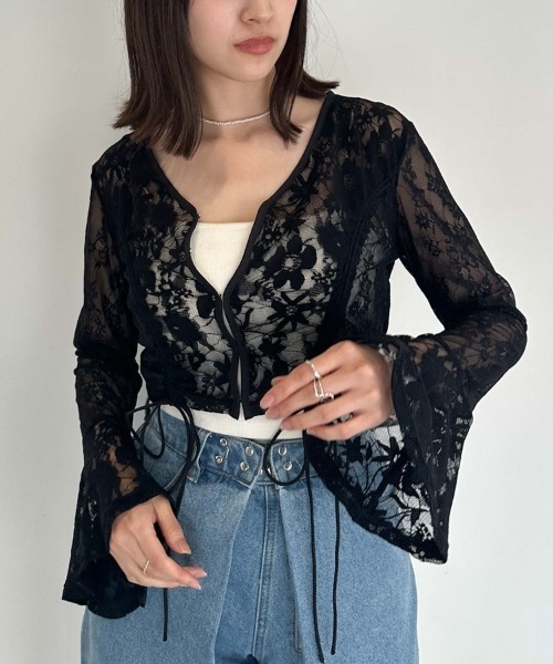 archives(アルシーヴ)の「カットレースドロストカーディガン(Tシャツ/カットソー・レディース・アイボリー/ブラック/ブルーグレー・MEDIUM)」の18枚目の写真