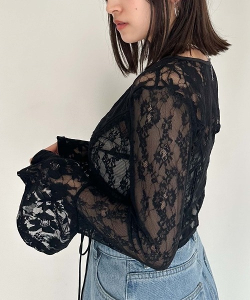 archives(アルシーヴ)の「カットレースドロストカーディガン(Tシャツ/カットソー・レディース・アイボリー/ブラック/ブルーグレー・MEDIUM)」の17枚目の写真