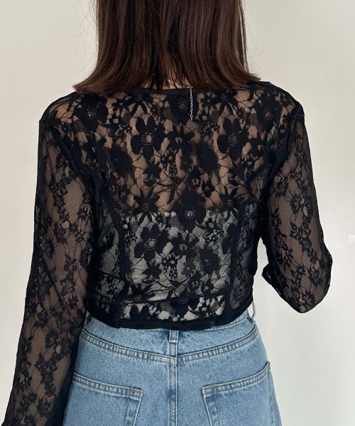archives(アルシーヴ)の「カットレースドロストカーディガン(Tシャツ/カットソー・レディース・アイボリー/ブラック/ブルーグレー・MEDIUM)」の16枚目の写真