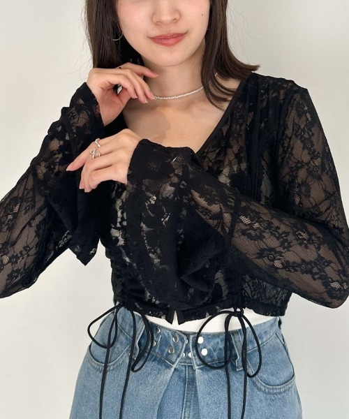 archives(アルシーヴ)の「カットレースドロストカーディガン(Tシャツ/カットソー・レディース・アイボリー/ブラック/ブルーグレー・MEDIUM)」の15枚目の写真