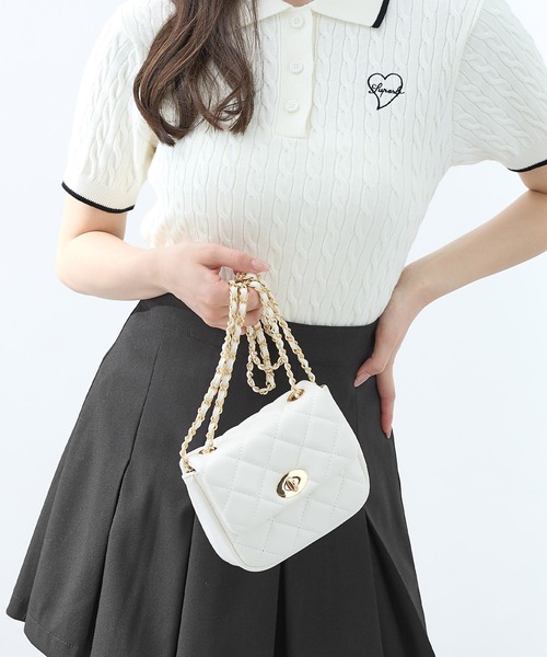 INGNI（イング）の「キルティングミニショルダーバッグ（ショルダーバッグ・レディース・オフホワイト/シルバー/ピンク/ブラック・ONE SIZE）」の2枚目の写真