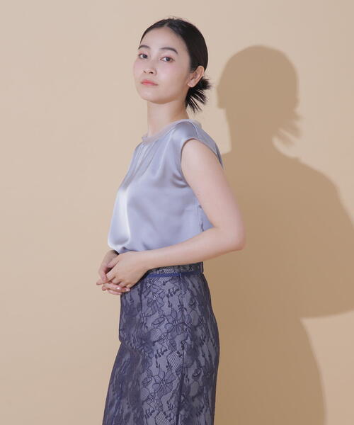 美品　ジバンシィブティック　ブラウス　サテン　シアー　ドレスシャツ　チュール 美品 ジバンシィブティック ブラウス サテン シアー ドレス