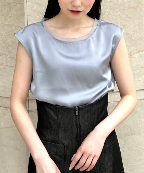 美品　ジバンシィブティック　ブラウス　サテン　シアー　ドレスシャツ　チュール 美品 ジバンシィブティック ブラウス サテン シアー ドレス