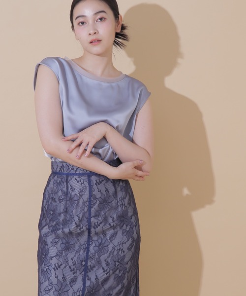 JILL by JILL STUART(ジルバイジルスチュアート)の「◇シアートリムサテンブラウス(シャツ/ブラウス・レディース・ホワイト系その他/ピンク/ブルー・FREE)」の6枚目の写真