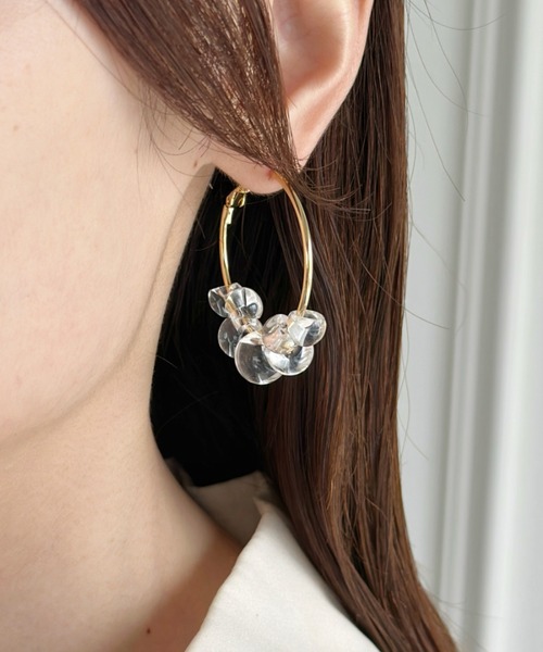 sowang(ソワン)の「クリアデザインフープピアス-clear design hoop pierce-(ピアス(両耳用)・レディース・シルバー/ゴールド・FREE)」の9枚目の写真