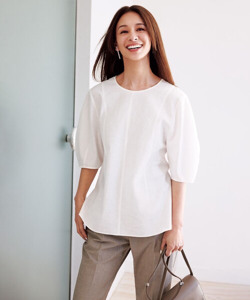 【セール】【洗える】リネンレーヨン フォルムブラウス（シャツ/ブラウス）｜UNFILO（アンフィーロ）