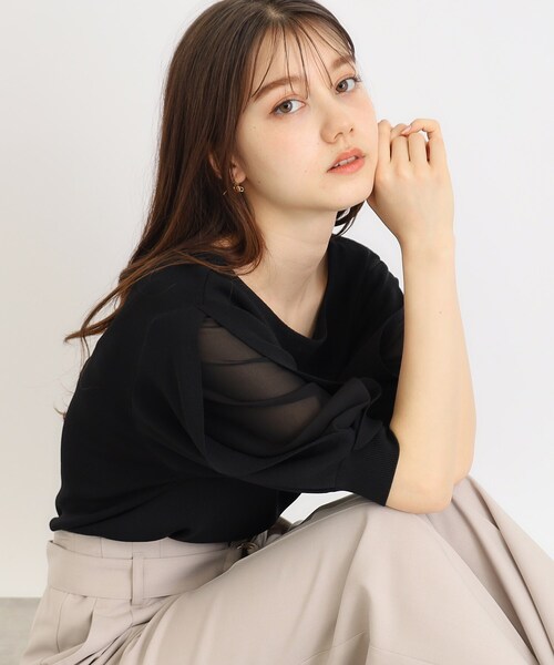 index（インデックス）の「◆クールタッチデザインスリーブニット【洗濯機洗い可/抗ピル/接触冷感】（ニット/セーター・レディース・ライトブルー/チャコールグレー/ブラック/ナチュラル/ホワイト系9・34/36/38/40/42）」の11枚目の写真