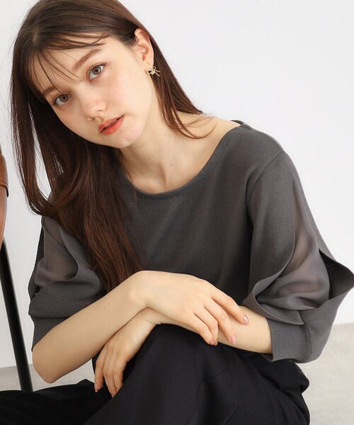 index（インデックス）の「◆クールタッチデザインスリーブニット【洗濯機洗い可/抗ピル/接触冷感】（ニット/セーター・レディース・ライトブルー/チャコールグレー/ブラック/ナチュラル/ホワイト系9・34/36/38/40/42）」の10枚目の写真