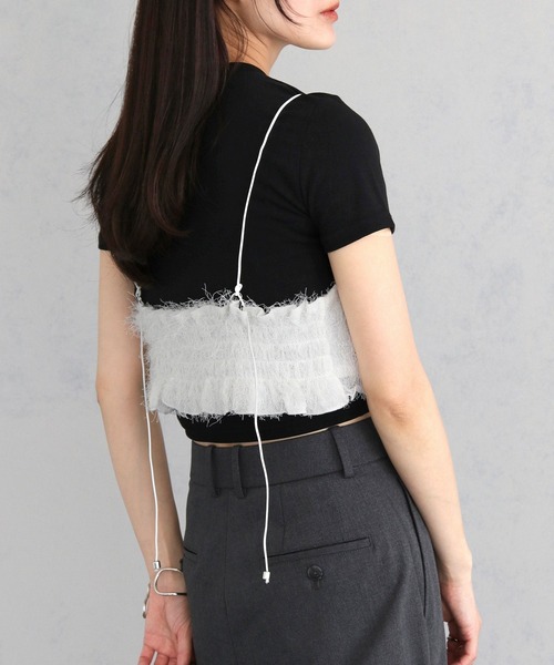 cheriella（シェリエラ）の「【cheriella】シャギービスチェトップス SHAGGY BUSTIER TOPS（ベスト・レディース・オフホワイト/ブラック・M）」の12枚目の写真