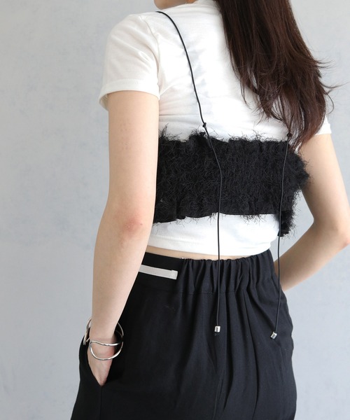 cheriella（シェリエラ）の「【cheriella】シャギービスチェトップス SHAGGY BUSTIER TOPS（ベスト・レディース・オフホワイト/ブラック・M）」の5枚目の写真